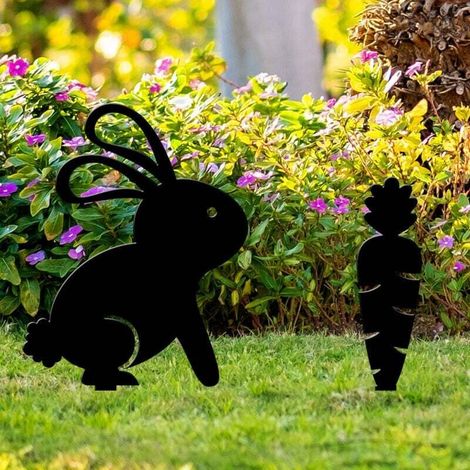 Carotte et lapin tridimensionnels en acrylique pour sol de patio extérieur, décorations de modélisation murale pour patio extérieur, décoration de jardin de ferme (1/4)