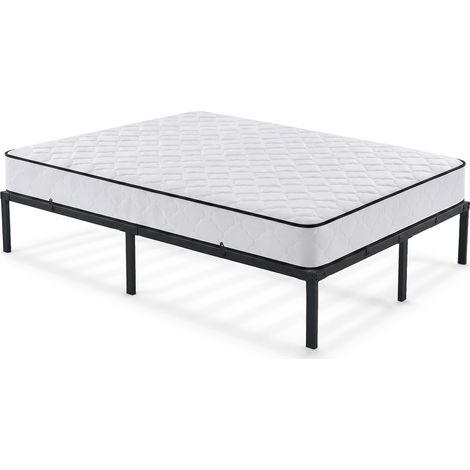 Letto Pieghevole in Metallo 120x200 cm con Materasso Letto per Ospiti Salvaspazio con Struttura e Rete a Doghe Nero 9 Gambe 20 Doghe (1/5)