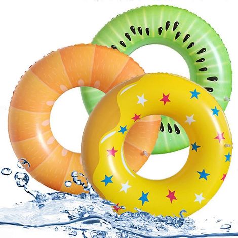 Lot de 3 bouées gonflables pour enfants et adultes, anneaux de natation amusants pour décorer une fête à la piscine - Style 1 (1/5)