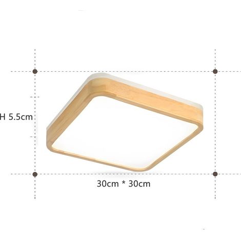 Plafonnier LED En Bois forme Carré Bois Naturel À 360° 40x40cm (1/5)