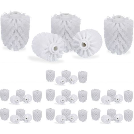 Set 40 Cabezal Escobilla Limpieza Inodoro 8 cm, Repuesto Cepillo WC Rosca 12 mm, Accesorio Recambio, Plástico, Blanco (1/5)