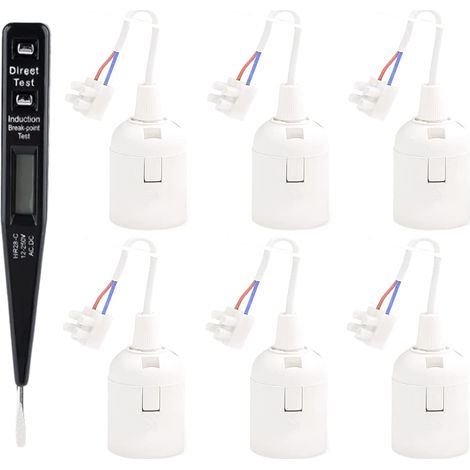 6Pcs douille E27 blanc, E27 rénovation Douille, 250V 4A douille de lampe avec câble, Douille de Chantier, convertisseur Baïonnette pour Ampoules LED et Ampoules Halogènes. (1/5)