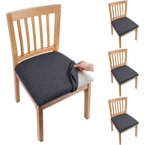 Fundas elásticas para sillas (paquete de 4)，Fundas protectoras，estilo minimalista，Dimensiones: Largo 38，48 cm，48 cm，Ancho 38，Alto 7，10 cm (1/5)