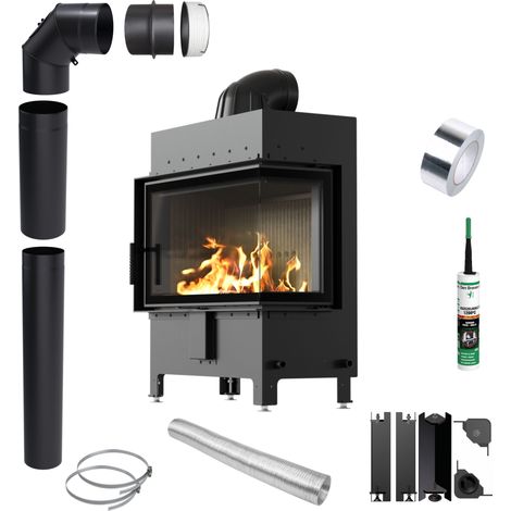 KRATKI LUCY Warmluft-Einsatz rechts 14 kW Ø200 SCHWARZ Montageset (1/5)
