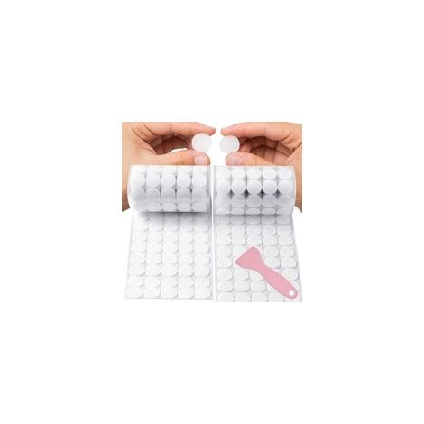 Points Velcro autocollants 20 mm, 200 pièces de points Velcro, 200 paires de points Velcro autocollants blancs, avec spatule en plastique