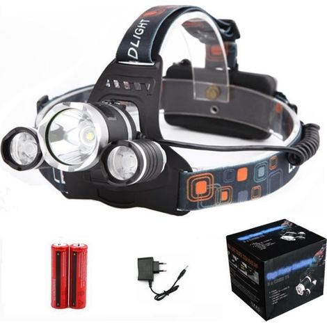 Lampe torche frontale - CREE - 3x XM-L T6 - 6000LM - Rechargeable - Étanche (1/4)