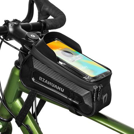 Bicycle frame bag, waterproof handlebar bag, phone case, touchscreen and sunshade, essential cycling accessories, suitable for 7.2-inch touchscreen phones (1/5)