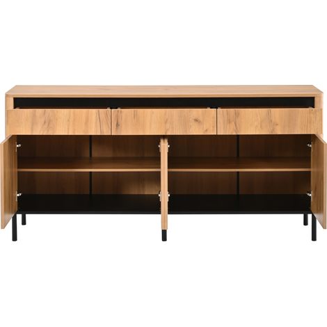 Aparador TV 160x40x73 cm en MDF efecto roble con 3 cajones y 3 puertas (1/5)