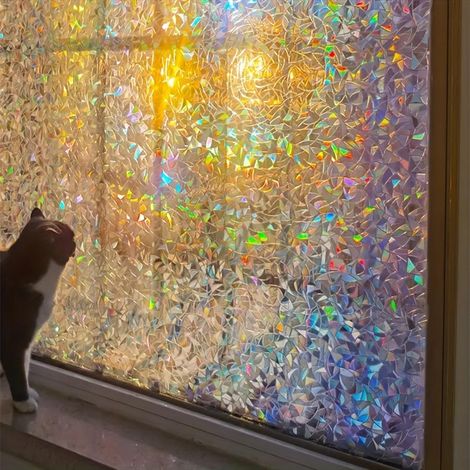 1 film de fenêtre en PVC, autocollant pour verre, film d'ombrage, imperméable, adapté à la salle de bain, porte en verre, 60 x 200 cm (1/5)
