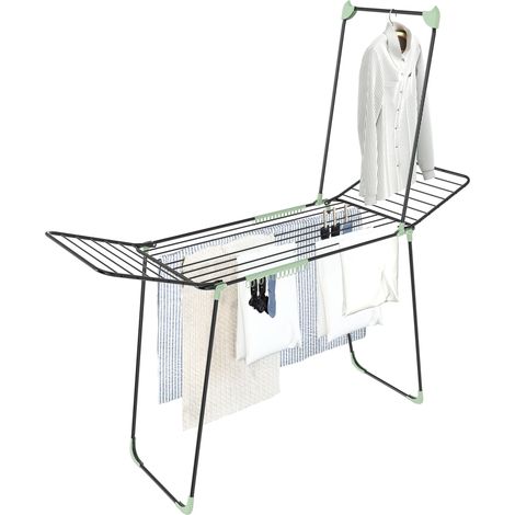 Étendoir à Linge avec Ailes 30 m, Extensible Pliable en Acier antirouille, Barre Porte-vêtements, Ultra Stable, Porte-Chaussettes Inclus, 3 cintres en Cadeau, fabriqué en Italie (1/4)