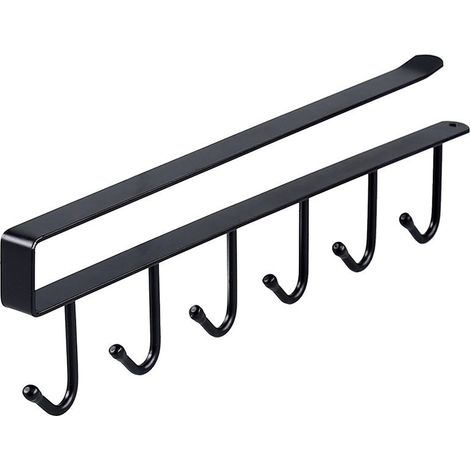 Soporte para tazas de café debajo del armario: 6 ganchos, no requiere taladrar, para colgar paños de cocina, utensilios de cocina, tazas, etc. (1 unidad). (1/4)