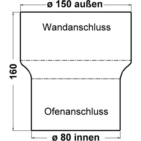 Erweiterungsstück / dunkelgrau 80 mm auf 150 mm Wand