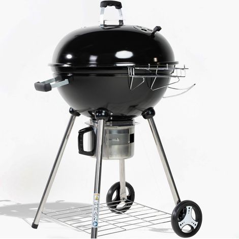 Barbecue Charbon de Bois 57 cm avec Couvercle Barbecue Rond Charbon BBQ Charbon 4 Pieds Idéal pour 8 à 12 personnes Centre Amovible Récupérateur de cendres Barbecue boule Ravigarden