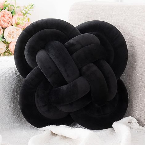 BEBUSINGOTO Weiche Plüsch-Dekokissen für Sofa, 30 cm große Knotenkissen, schwarze Deko fürs Studentenwohnheim, Kugelkissen fürs Bett, Wohnzimmer (1/5)