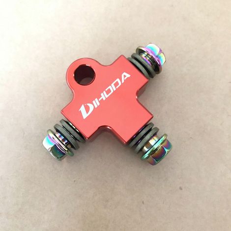 Raccord en T pour tuyau de frein hydraulique de moto, compatible avec les systèmes de freinage des motos tout-terrain et quads (adaptateur 3 voies) - Orange (1/5)