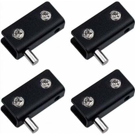 Lot de 4 charnières pivotantes, sans cadre pour porte en verre - Noir - Clips de porte en verre en acier inoxydable avec broche réglable - Kit de remplacement pour porte en verre de 5 à 7 mm (1/5)