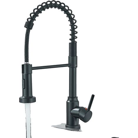 Rubinetto da cucina con doccetta estraibile, installazione flessibile, colore nero. (1/2)