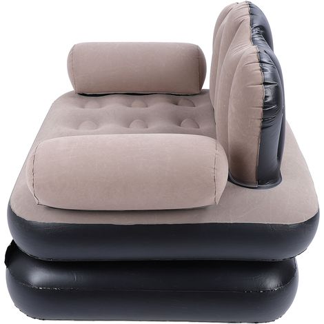 Canapé-lit gonflable Portable pliable, épais, floqué, en PVC, matelas gonflable pour la maison, voyage, Camping, couleur café (1/5)