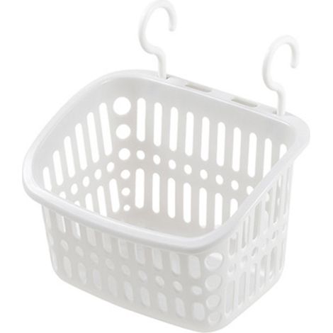 Cesta de almacenamiento colgante multiusos: caja de almacenamiento de plástico lavable, cesta para baño, cocina, ducha o dormitorio, 13,5 x 21,5 x 17 cm, con orificio de drenaje, 1 unidad. (1/5)