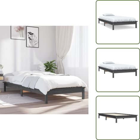 Giroletto per camera da letto - vidaXL Giroletto Grigio 90x190 cm Single in Legno Massello di Pino - Giroletto in legno massello