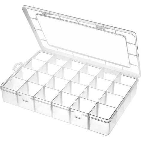 Grande boîte de rangement en plastique à 24 compartiments avec séparateurs ajustables (1/5)