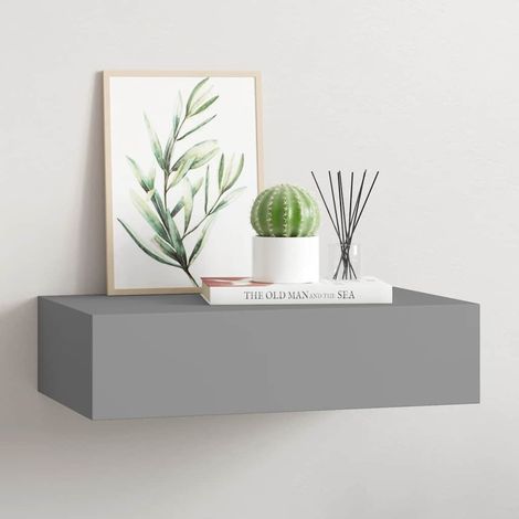 Wall-mounted Drawer Shelf Grey 40x23.5x10cm MDF vidaXL