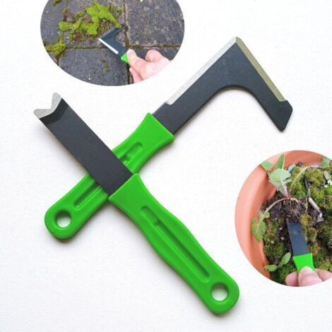 Set 2 Outils de Désherbage Manuel. Couteau avec Lame en V : déracine en profondeur Pissenlits ou Chardons. Couteau Grattoir d’Angle : élimine Mousse et Mauvaise Herbe dans les Joints de Carre (1/5)