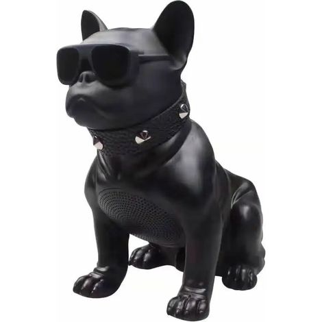 Enceinte Bluetooth sans fil miniature en forme de bouledogue avec carte TF, USB, AUX et fonctions d'appel mains libres.