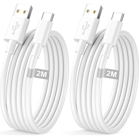 Câble USB vers USB C 2M, Lot de 2 pour iPhone 17 16 15 Voiture, Chargeur USB C Type C Rapide (1/3)