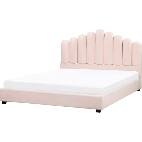 Bed Velvet VINCENNES 180 x 200 cm (EU Super King) Pastel Pink