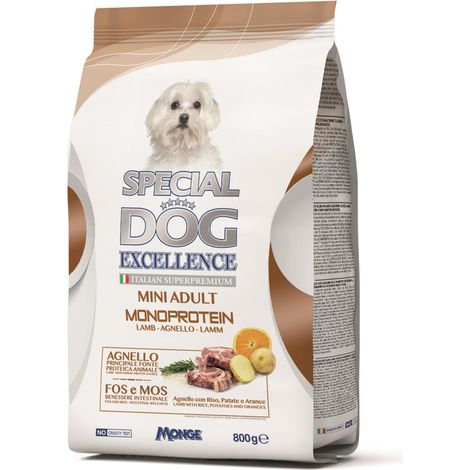 Monge Special Dog Excellence Monoprotein Adult Mini con Agnello  - Monge Special Dog Excellence Monoprotein Adult Mini con Agnello - Sacco Da 800 Gr (1/2)