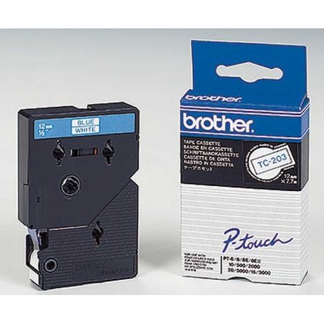 Schriftbandkassette P-touch TC-203 12 mm x 7,7 m (B x L) weiß blau (1/5)