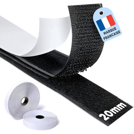 2 Rouleaux Scratch Autocollant Double Face, 8M Crochet Et 8M Boucle, Adhésif Puissant Pour Moustiquaires Tapis Cadres