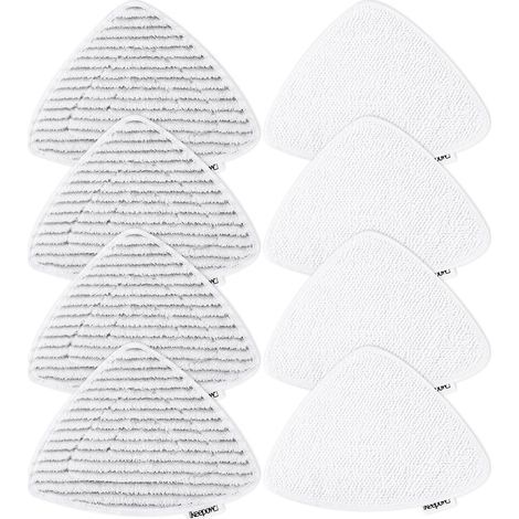 Lot de 8 têtes de balai de rechange pour balai vapeur Vileda et compatibles avec Viledas Steam Cleaner Plus, chiffons en microfibre lavables (4 gris + 4 blancs) (1/5)