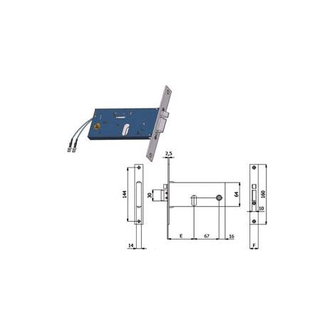 SERRATURA METALLO INFILARE ELETTRICA 788 OMEC - B.Q NICH F.MM 16 F.OVALE M1+SCR H.MM 64 E.MM 70 - 1 pezzo