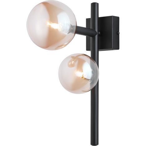 Applique NEPTUN Jupiter nero con sfere ambra 2xG9 14W
