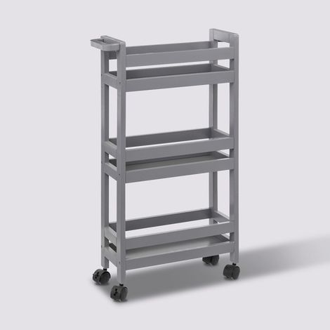5Five Simply Smart – Desserte à roulettes 3 niveaux gris béton – Dimensions 40x15 cm – MDF E1 – 3 étagères – Pour cuisine et bureau (1/5)