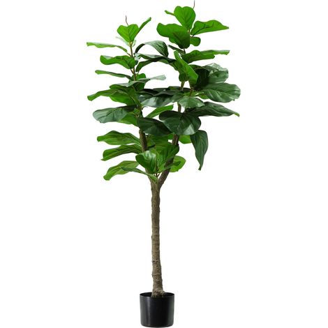Pianta Artificiale Ficus Lyrata H130 cm con Vaso Verde