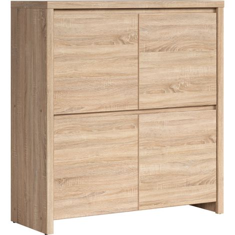 Commode Meuble de rangement 4 portes, coloris chêne Sonoma - Longueur 105 x Profondeur 40,5 x Hauteur 112,5 cm (1/5)