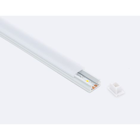 Aluminiumprofil Aufbau 12x8 mit für LED Streifen bis 8 mm Weiß 2 m Weiß transluzent