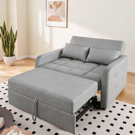 Canapé convertible gris anthracite en tissu coton et lin en foam (1/5)