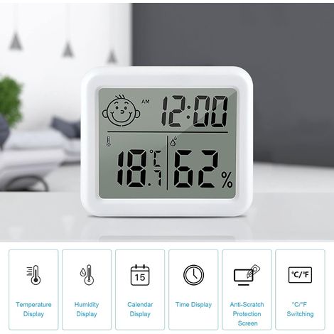 3 pezzi termometro igrometro termometro interno, igrometro digitale LCD idrometro interno, termometro igrometro portatile per la casa, per la stanza del bambino, lo spogliatoio, ecc. (1/4)