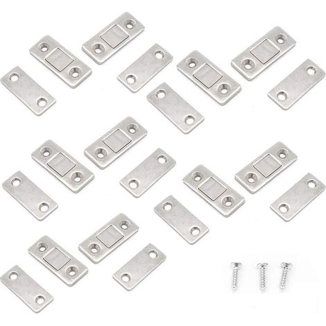 Lot de 10 aimants de verrouillage pour portes de placard, boucles magnétiques ultra-minces pour serrures de portes coulissantes, tiroirs, fenêtres et placards KLB