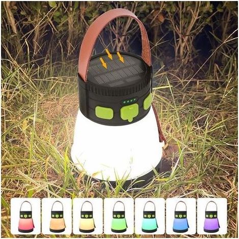 Solar-Campinglampe, 7800 mAh, wiederaufladbare LED-Laterne, 1500 Lumen, 8 Helligkeitsstufen mit RGB-Beleuchtung und Taschenlampenfunktion (1/5)