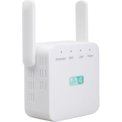 300Mbps 2.4G WiFi Repeater, 1 RJ45 Network Port, Wireless Internet Signal Amplifier, White (1/5)