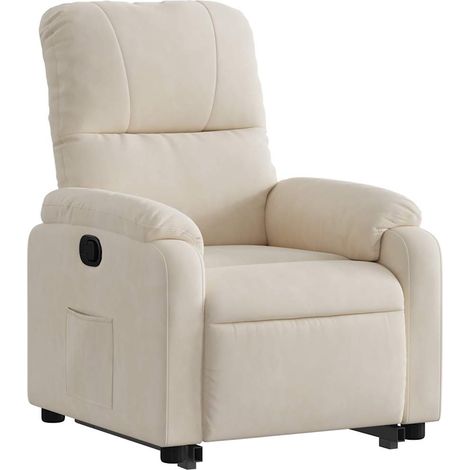 vidaXL Poltrona Alzapersona Reclinabile Beige in Tessuto (1/5)