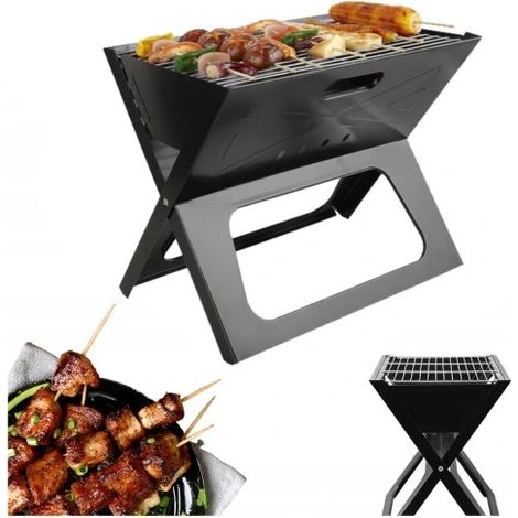 Tragbarer, zusammenklappbarer Garten-Holzkohlegrill mit Tasche