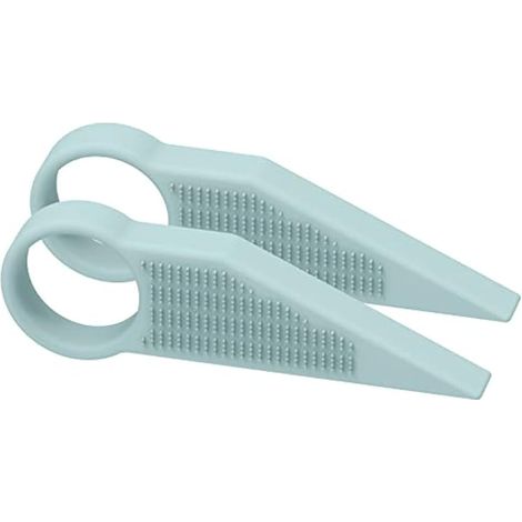 Lève-matelas ergonomique, cale de surélévation, outil pratique pour éviter les maux de dos, accessoire pour faire le lit et changer les draps, avec fonction ramasse-cheveux (2 pièces, bleu)