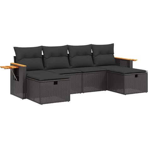 Maison Exclusive - Set de sofás de jardín 6 piezas y cojines ratá (1/5)