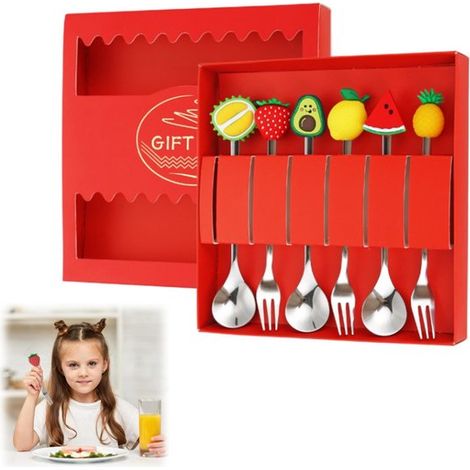 Set de couverts à dessert 6 pièces 16 cm - cuillères et fourchettes inox en coffret (1/5)